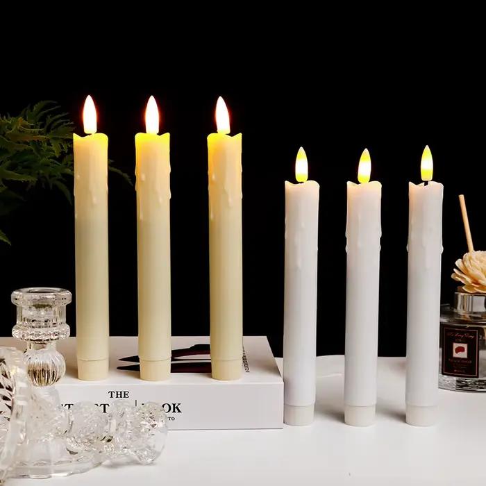 2Pack LED bougies coniques sans flamme lumières 3D mèche batterie bougies de Simulation de noël boug