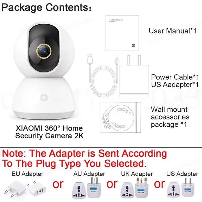 XIAOMI Caméra Wifi intelligente de sécurité domestique PTZ 2K,360 °   Vue panoramique, 3MP, reconnai