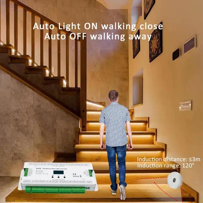 Contrôleur de lumière avec capteur de mouvement PIR ES32 12V 24V, couleur unique, rvb Pixel Flex, ba