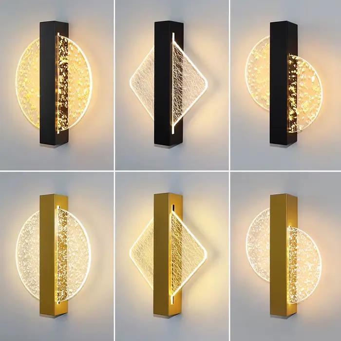 Luxueux acrylique applique feuille d'or moderne LED applique murale intérieure 10W nordique applique
