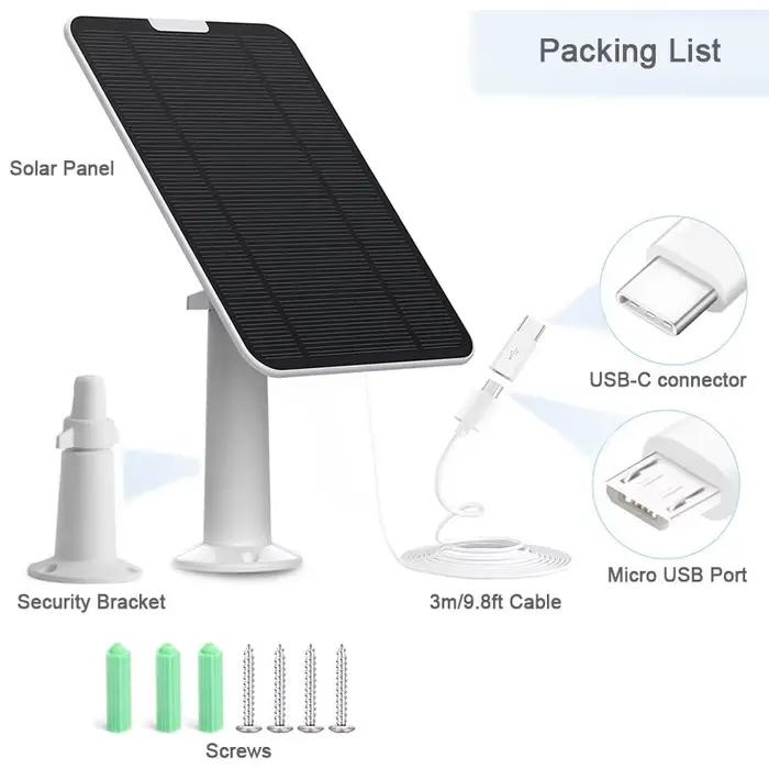 Panneau solaire étanche amélioré pour caméra de sécurité Eufycam 3/3C/2/2 Pro/2C/2C Pro/E/E20/E40/L2