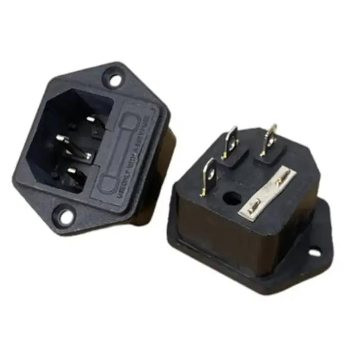 Fiche d'alimentation mâle à 3 broches, IEC 60320 C14, 10A AC 250V, avec porte-fusible, 1 pièce
