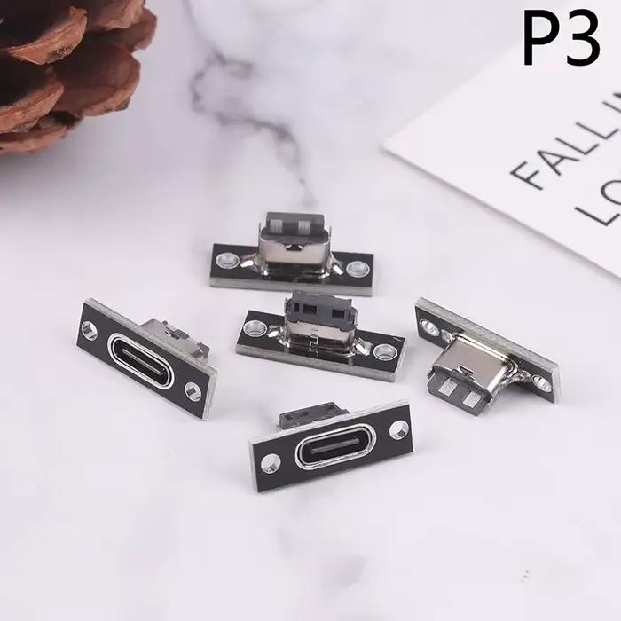 Prise USB 3.1 Type C avec plaque de fixation à vis, prise USB type-c 3.1 type-c 2 broches 4 broches,
