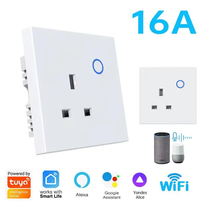 Prise intelligente WiFi TUYA - Prise murale standard britannique avec télécommande pour le commutati