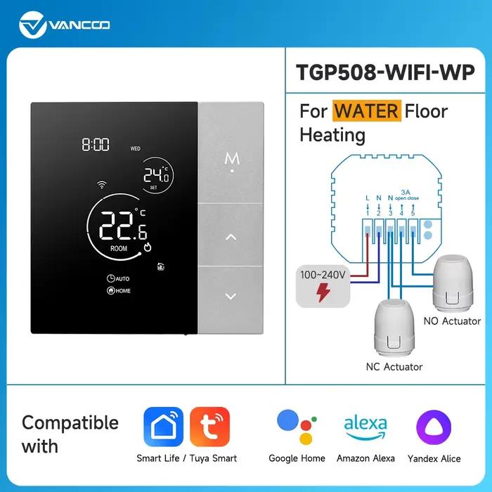 Tuya-Thermorégulateur Wifi Smart Home, Chauffage électrique au sol chaud, Bomicrophone à gaz, Chauff