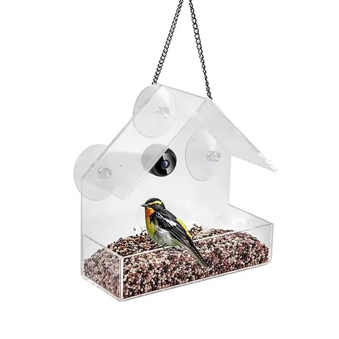 Mangeoire suspendue intelligente pour oiseaux en acrylique avec caméra, nichoir pour oiseaux, mangeo