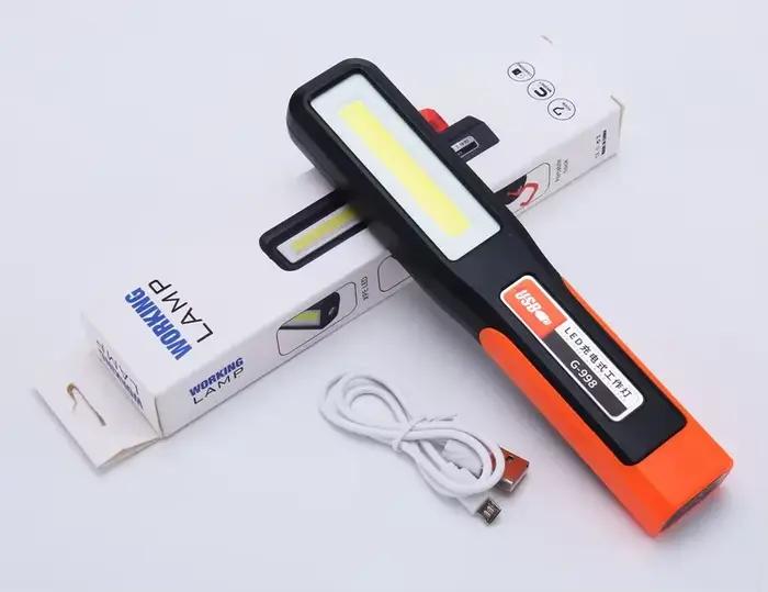 Lampe de travail LED COB injuste, lampe de mécanicien de garage de voiture, lampe de poche aste USB,