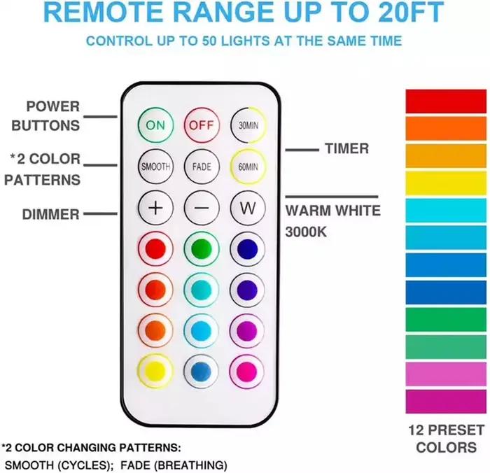 LED rondelle lumières Dimmable RGBW 13 couleurs cuisine couloir placard armoire lumières capteur tac