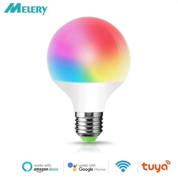 Melery Wifi Smart E27 LED ampoule G95 12W égal 100-240V chaud blanc froid rvb couleur changeante Spo