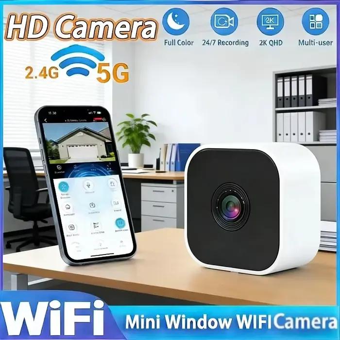 Caméra de fenêtre WiFi 2.4/5GHz 3MP, vision nocturne couleur, caméra de sécurité intérieure, remplac