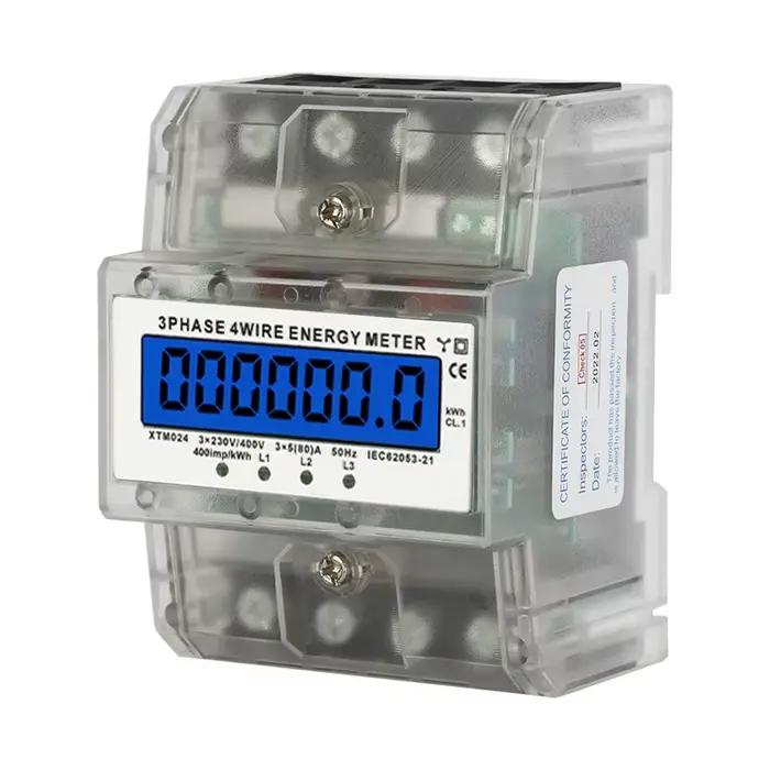 Compteur d'énergie triphasé 4 fils 220/380V, compteur de consommation d'énergie kWh, installation do