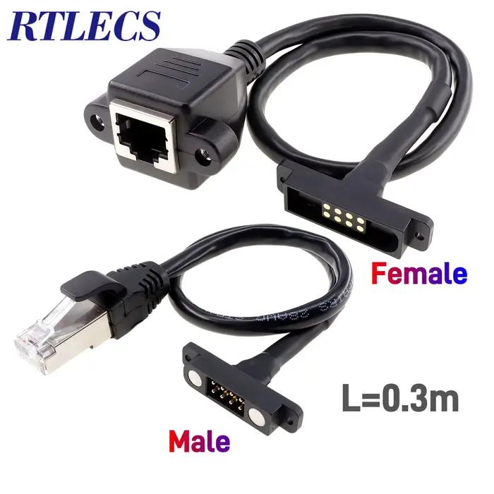 Connecteur magnétique RJ45 Cat5 blindé 8P à double rangée de broches Pogo, mâle-femelle, pas de 2,54