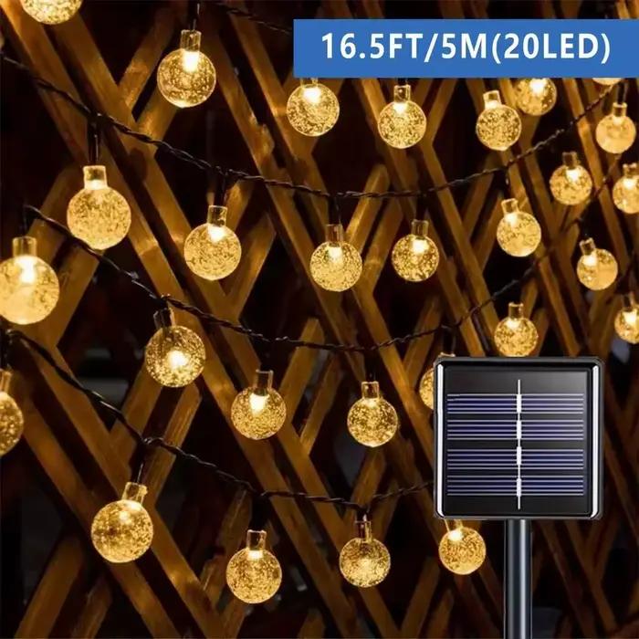 5M/6.5M étanche solaire bulle boule lumière chaîne lumières extérieure boule de cristal chaîne lumiè