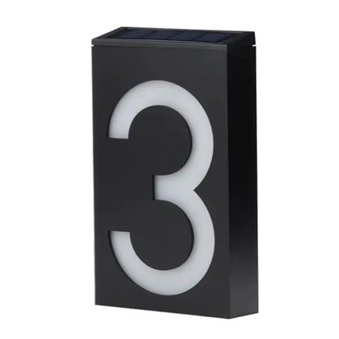 Alimenté solaire 0-9 lumière LED numéro d'adresse de maison rue route plaque de porte applique maiso
