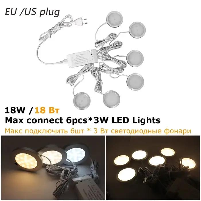 1-6 pièces LED armoire lumière 2W avec adaptateur secteur ue US éclairage intérieur pour sous armoir