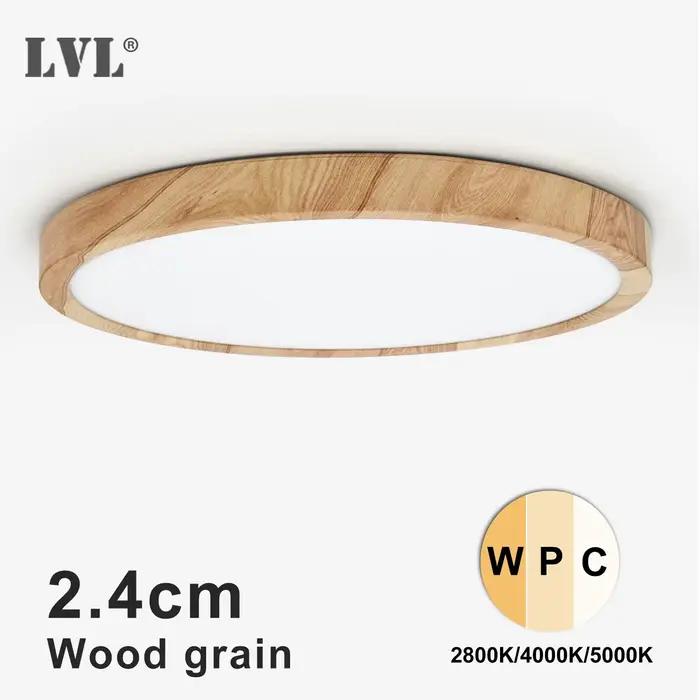 LVL LED plafonnier Grain de bois et blanc 3 en 1 couleurs d'éclairage éclairage domestique cuisine c