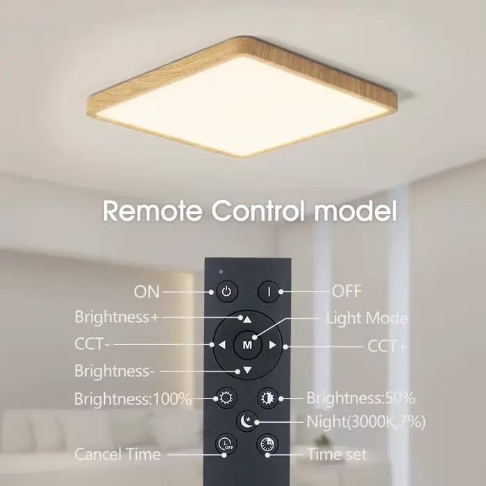 MARPOU Tuya plafonnier LED intelligent Grain de bois App commande vocale Alexa/Google télécommande p