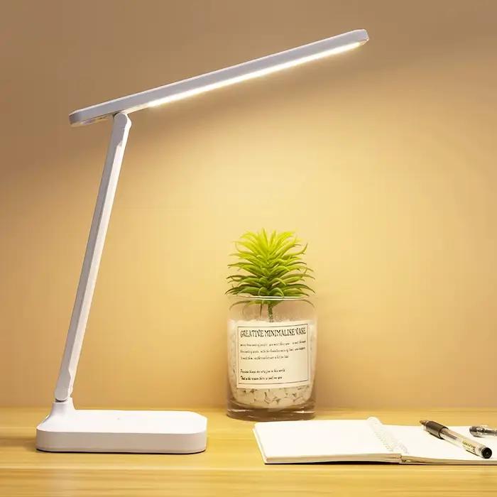 Lampe de table pliable rechargeable, protection des yeux, lampe LED à intensité variable tactile, la
