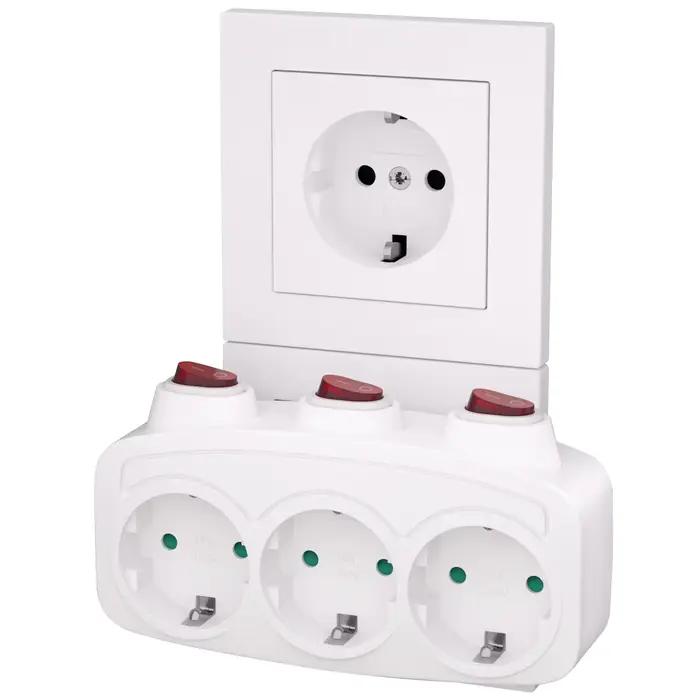 Multiprise multi-contactue avec interrupteur marche/arrêt, 3 prises de courant AC, convertisseur de 
