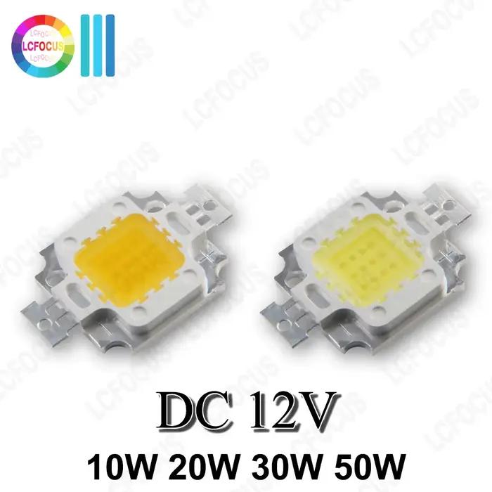 Ampoule LED DC 12 V 10 W 20 W 30 W 50 W lumière blanche chaude 3000 K 6000 K COB puce LED diode élec