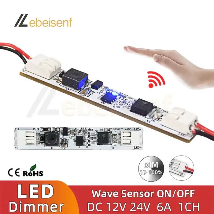 LED onde interrupteur à main variateur sans soudure DC 12V 24V 6A 1CH Module de contrôleur couleur u