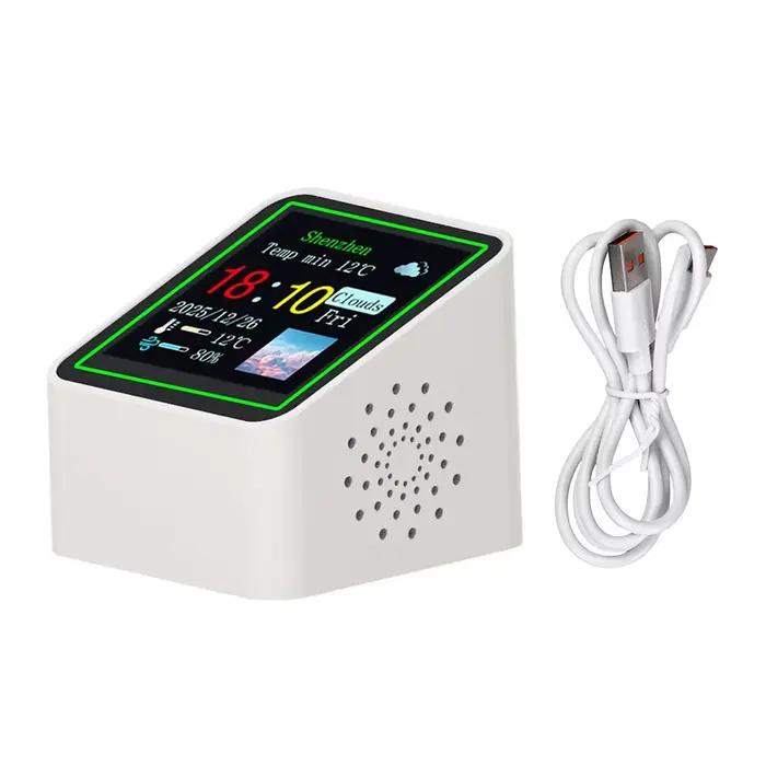 Station météo intelligente WiFi avec horloge, station météo pour la décoration du bureau/du lit, dat