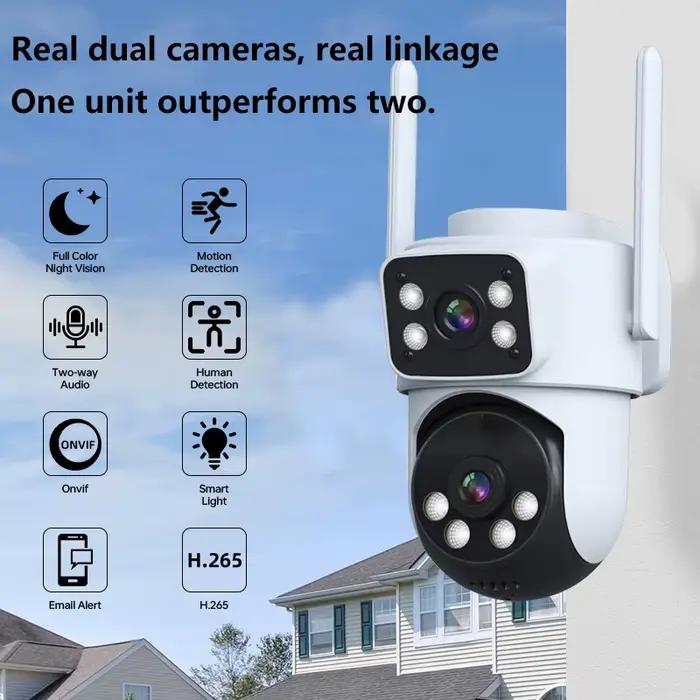Caméra Dôme IP PTZ Sans Fil Icsee APP 4MP 2K à Double Objectif, Détection Humanoïde IA Couleur Intég