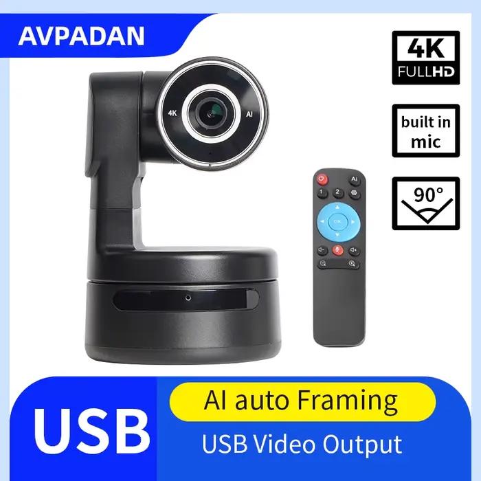 Mini caméra 4K ptz, fonction AI, mise au point du cadre automatique, webcam USB pour ordinateur, dif