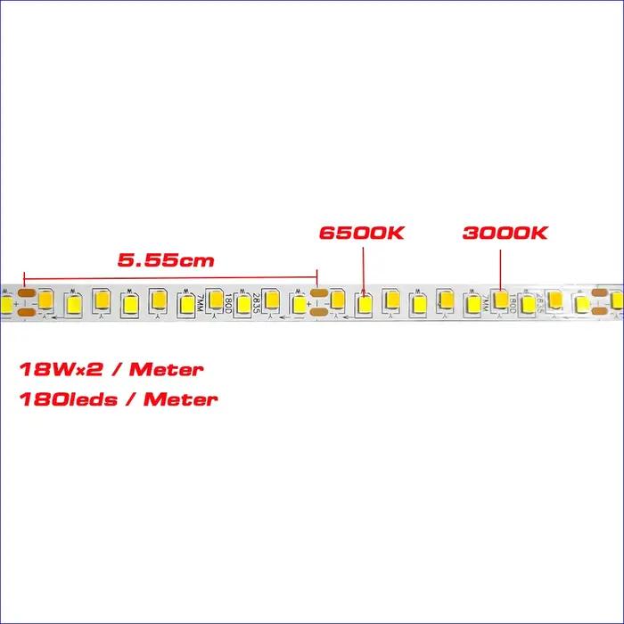 Bande Lumineuse LED à Courant Constant, 2 Johonneur à Souder, 5 Mètres, 2835-7mm-180D 5B9CX2 2835, 1