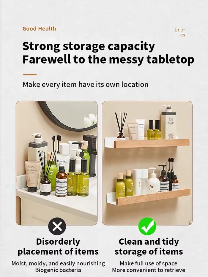 Bois aluminium étanche pour salle de bain étagères shampooing maquillage support de rangement access