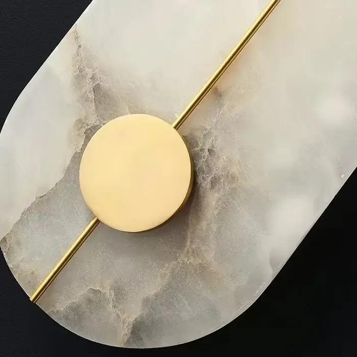 Moderne créatif marbre applique albâtre lune salon or cuivre maison intérieur décoration LED appliqu