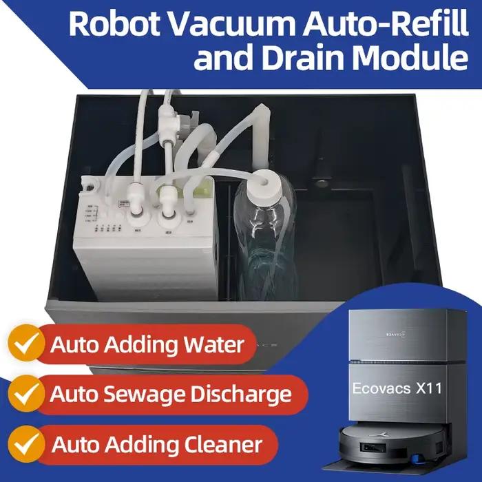 Kit de remplissage et vidage automatique d'eau pour robot aspirateur Ecovacs X11/X12/X9/T50/X8/X1/T1