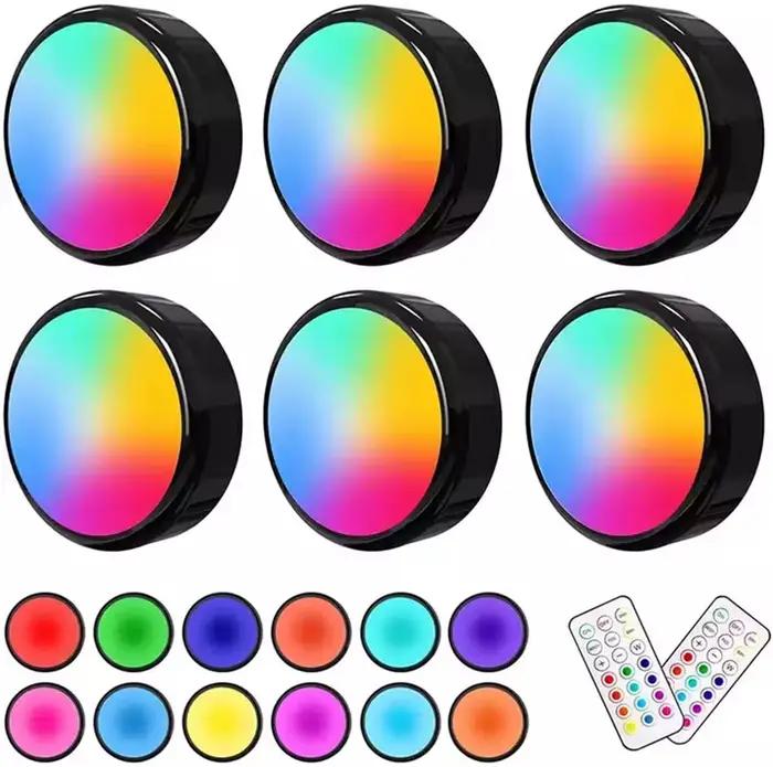 LED rondelle lumières Dimmable RGBW 13 couleurs cuisine couloir placard armoire lumières capteur tac