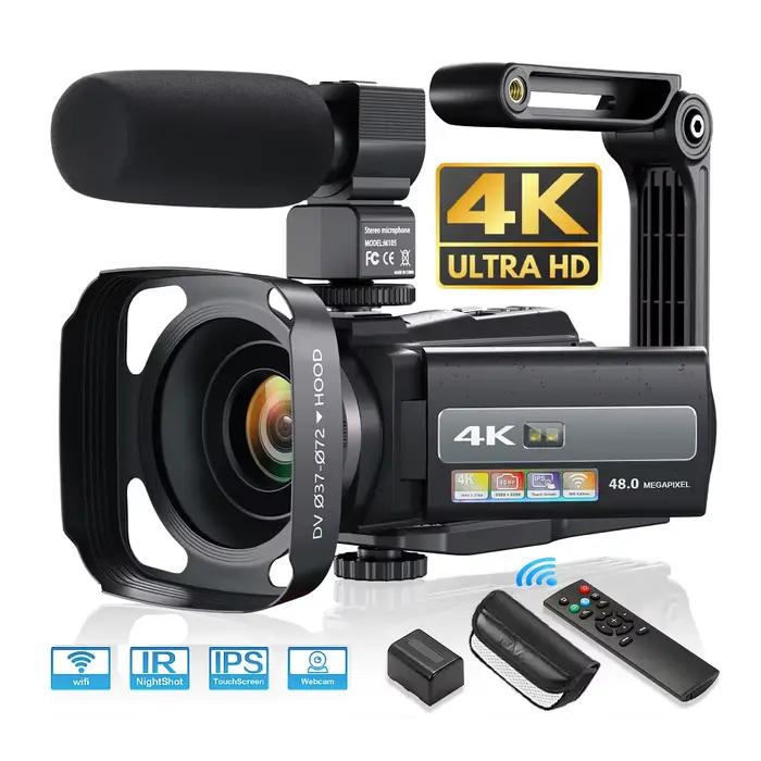 Caméra vidéo UHD avec vision nocturne, caméscope à écran tactile, n'aime numérique 16X prometteur, W
