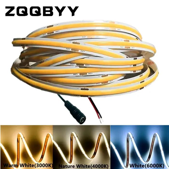 Bande lumineuse LED COB DC12V 24V 320LED s/M, bande LED Flexible haute densité, prise DC/2 broches, 