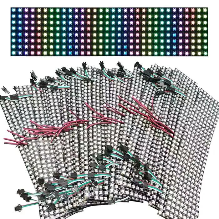 1 ~ 2 pièces WS2812B 8X8 8x32 16x16 Pixel panneau écran matriciel Flexible WS2812 IC RGB 5050 SMD Mo