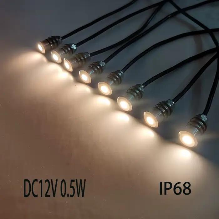 Mini LED 12V 0.5W pont lumière encastré extérieur LED Spot étanche IP68 étape lumière jardin chemin 