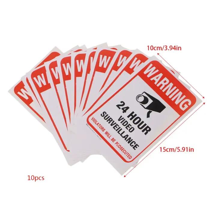 Autocollants de vidéosurveillance P82F, lot de 10 pièces, en PVC étanche, panneaux d'avertissement d