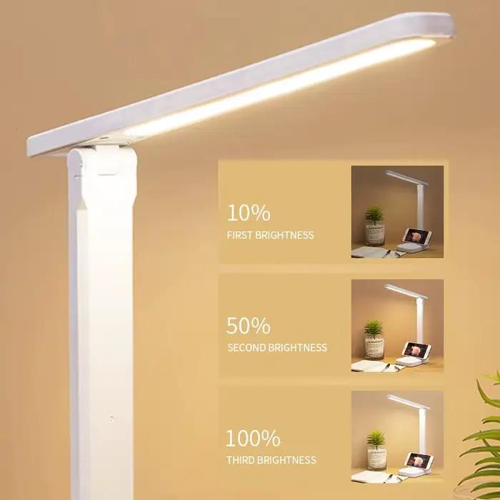Lampe de table pliable rechargeable, protection des yeux, lampe LED à intensité variable tactile, la