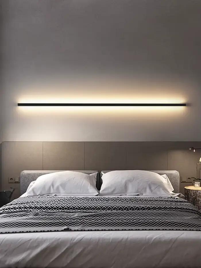 Applique chambre chevet lumières nordique luminaires décoratifs ligne minimaliste lumière longue ban
