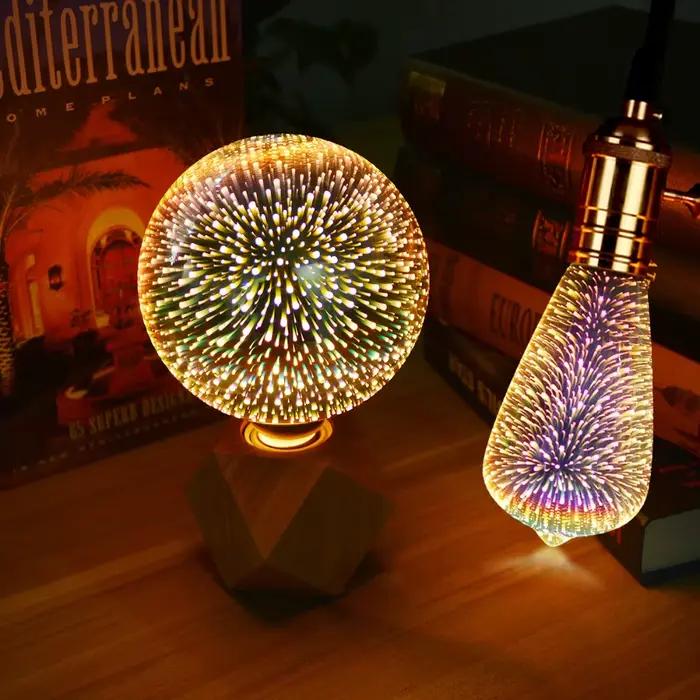 LED 3D lumière Vintage ampoules coloré feux d'artifice effet 3D lampe lampes de Table 110 V - 240 V 