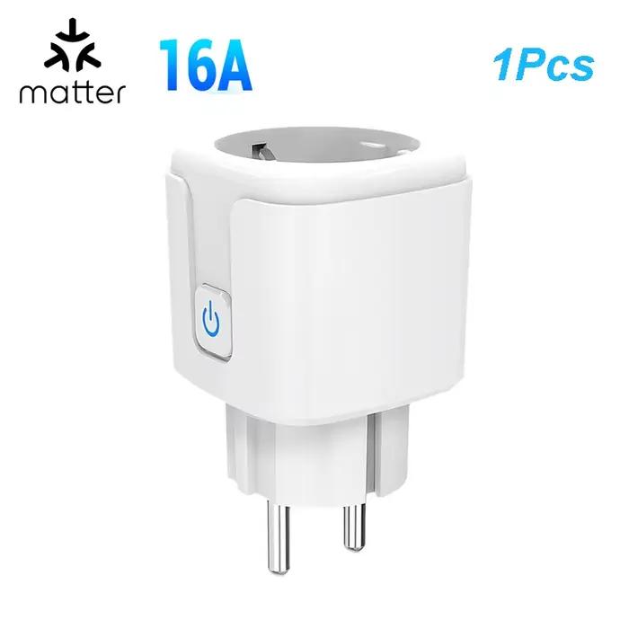 Prise intelligente Wi-Fi Matter EU avec fonction de surveillance de la consommation d'énergie, compa