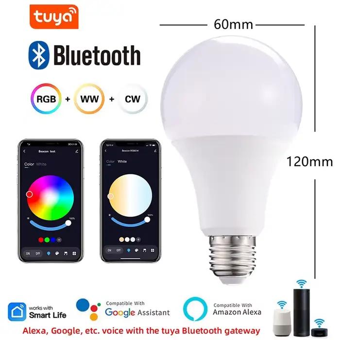 Tuya Wifi/Bluetooth ampoule intelligente Alexa lampe à LED E27 RGB ampoules intelligentes 220V 110V 