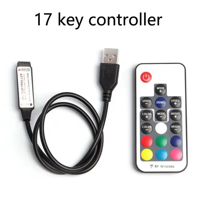 DC 5V USB LED bande lumineuse RGB contrôleur couleur unique IR Bluetooth télécommande RF télécommand