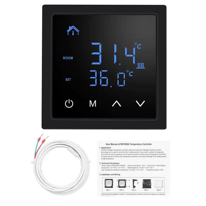Thermostat intelligent 16A, régulateur de température pour chauffage au sol, avec écran tactile LED,