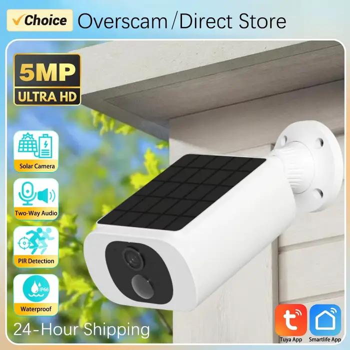 Caméra solaire sans fil 5MP Tuya Smartlife pour extérieur, batterie, détection de mouvement PIR, vis