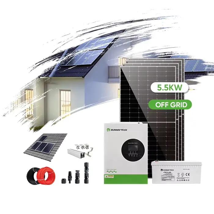 Système de stockage d'énergie solaire pour usage domestique, système solaire hors réseau 5,5 kW, pac