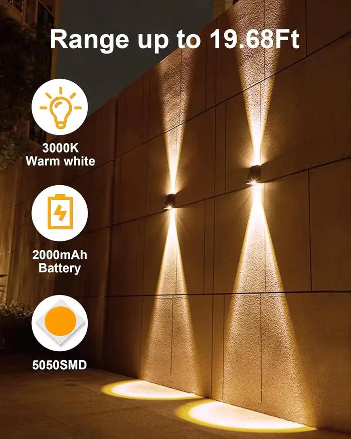 2 LED lampe murale solaire étanche extérieure solaire jardin décor lumières haut et bas éclairage lu