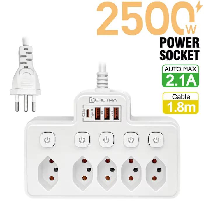 Prise suisse prise ca multiprise interrupteur séparé 1.8M rallonge avec Ports USB Type C adaptateur 