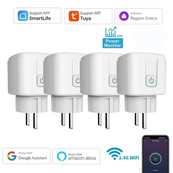 Prise ue intelligente WiFi 20A prise ue télécommande minuterie moniteur de puissance Support voix Go